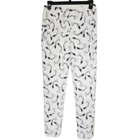 🪽Designer Women Sz S dress pant SAMSOE SAMSOE plumes pattern office pant White - Picture 3 of 10